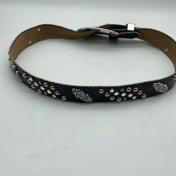 Justin Leather Western Statement Belt Silver Crystals Studs  display picture 1
